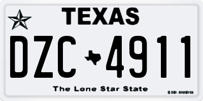 TX license plate DZC4911