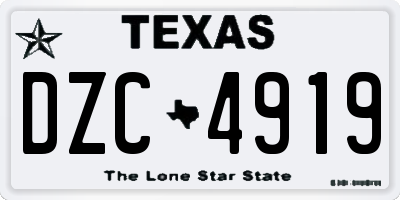 TX license plate DZC4919