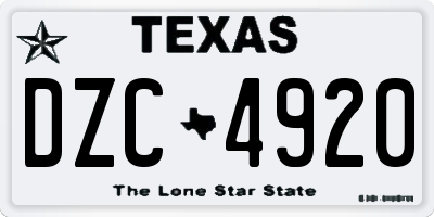 TX license plate DZC4920
