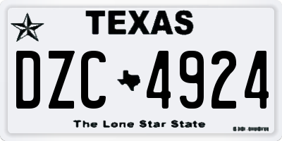 TX license plate DZC4924