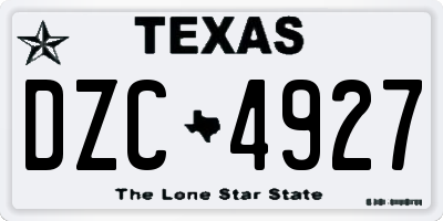 TX license plate DZC4927