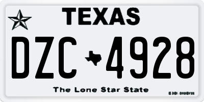 TX license plate DZC4928