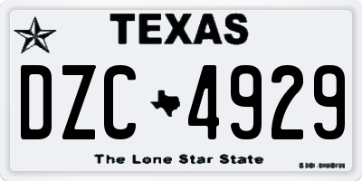 TX license plate DZC4929