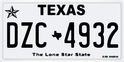 TX license plate DZC4932