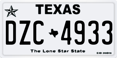 TX license plate DZC4933
