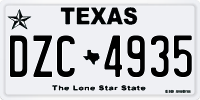 TX license plate DZC4935