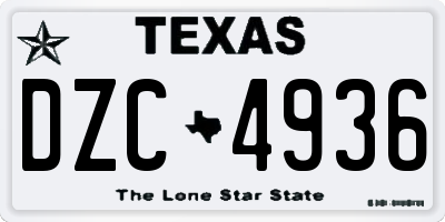 TX license plate DZC4936