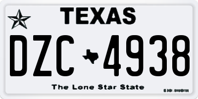 TX license plate DZC4938
