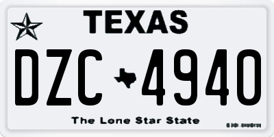 TX license plate DZC4940