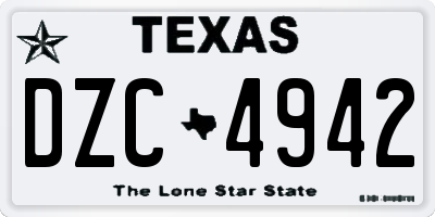 TX license plate DZC4942