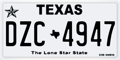 TX license plate DZC4947