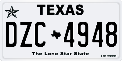TX license plate DZC4948
