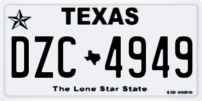TX license plate DZC4949
