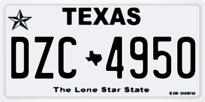 TX license plate DZC4950