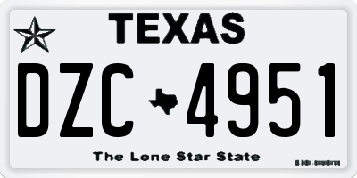 TX license plate DZC4951