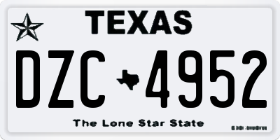TX license plate DZC4952