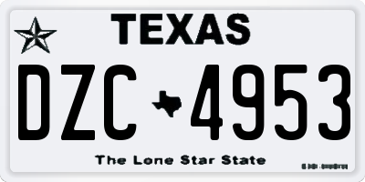 TX license plate DZC4953