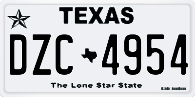 TX license plate DZC4954
