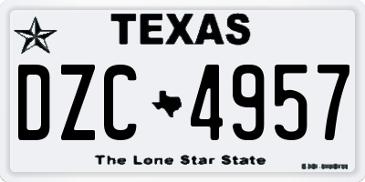 TX license plate DZC4957