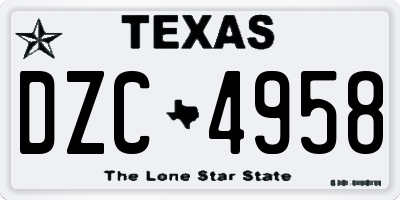 TX license plate DZC4958