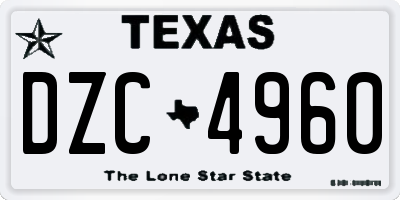 TX license plate DZC4960