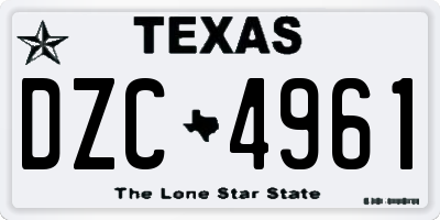 TX license plate DZC4961