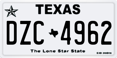 TX license plate DZC4962