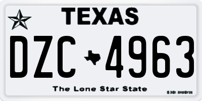 TX license plate DZC4963