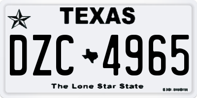 TX license plate DZC4965