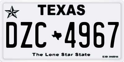 TX license plate DZC4967