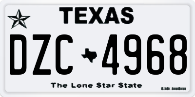 TX license plate DZC4968