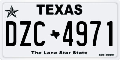 TX license plate DZC4971