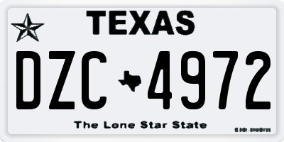 TX license plate DZC4972