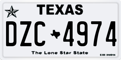 TX license plate DZC4974