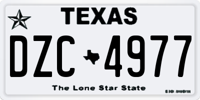 TX license plate DZC4977