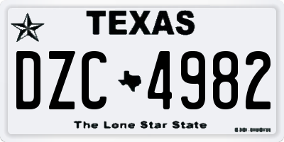 TX license plate DZC4982