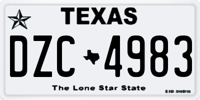 TX license plate DZC4983