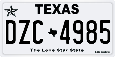 TX license plate DZC4985