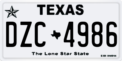 TX license plate DZC4986
