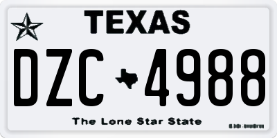 TX license plate DZC4988
