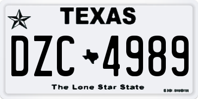 TX license plate DZC4989
