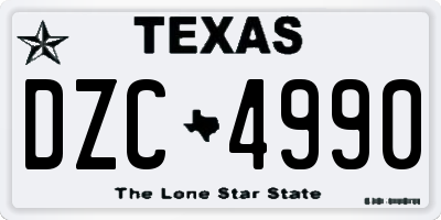 TX license plate DZC4990