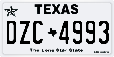 TX license plate DZC4993