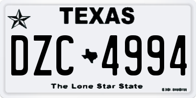 TX license plate DZC4994