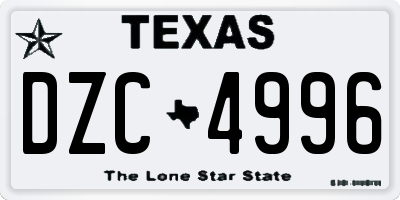 TX license plate DZC4996