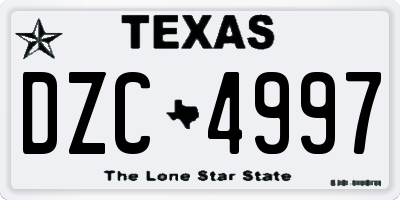 TX license plate DZC4997