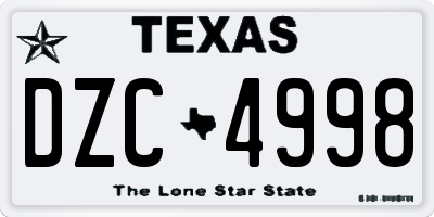 TX license plate DZC4998