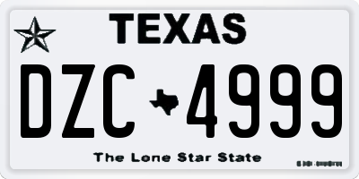 TX license plate DZC4999