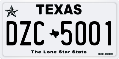 TX license plate DZC5001