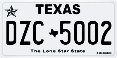 TX license plate DZC5002